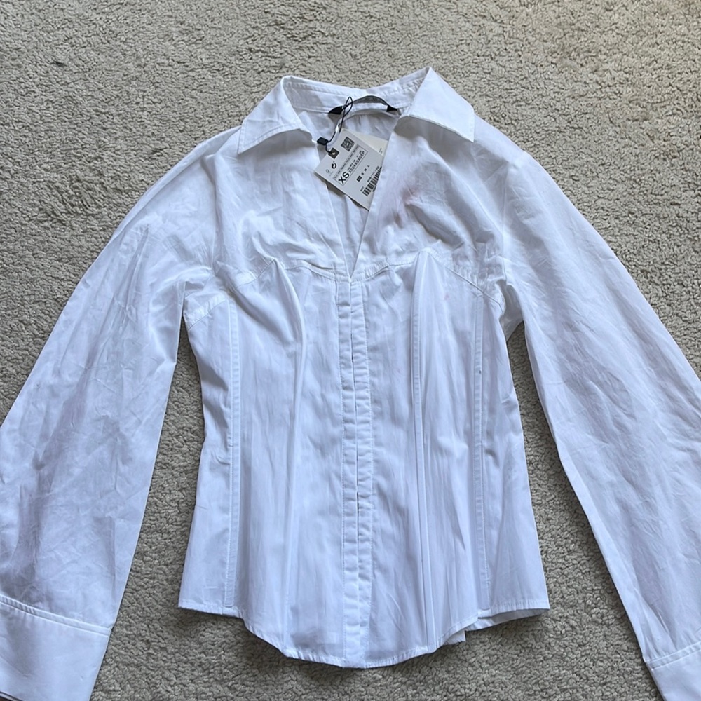 Zara Corset Dress shirt with wide sleeve